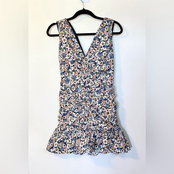VERONICA BEARD Jackson Floral Ruched Sleeveless Mini Dress- Size 4 - Picture 4 of 10